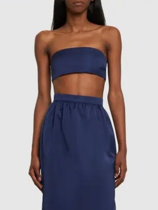 WeWoreWhat Tops - WeWoreWhat Duchess Satin Bandeau Top Navy Size 16